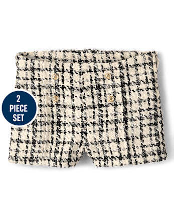 Girls Bow Peter Pan Sweater And Shorts 2-Piece Outfit Set - Petit Paris