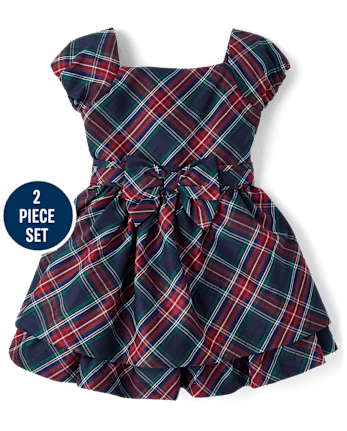 Girls Faux Fur Shrug 2-Piece Outfit Set - Royal Christmas