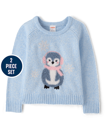 Girls Eyelash Penguin 2-Piece Outfit Set - First Frost