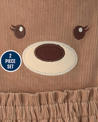 Girls Applique Bear 2-Piece Outfit Set - First Frost