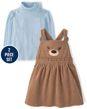 Girls Applique Bear 2-Piece Outfit Set - First Frost