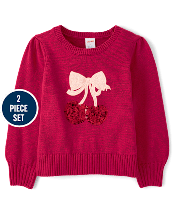 Girls Sequin Cherry 2-Piece Outfit Set - Mon Cheri