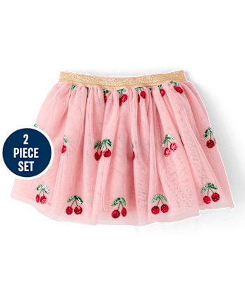Girls Sequin Cherry 2-Piece Outfit Set - Mon Cheri