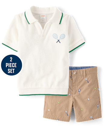 Boys Embroidered Sports 2-Piece Outfit Set - Club House
