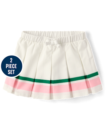 Girls Embroidered Tennis Racquet 2-Piece Outfit Set - Club House