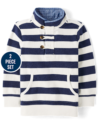 Boys Railroad Striped 2-Piece Outfit Set - Driftwood Bay