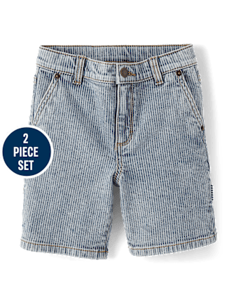 Boys Railroad Striped 2-Piece Outfit Set - Driftwood Bay
