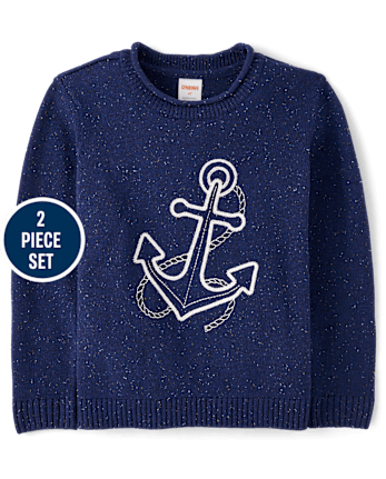 Girls Embroidered Anchor 2-Piece Outfit Set - Driftwood Bay
