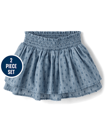 Girls Embroidered Anchor 2-Piece Outfit Set - Driftwood Bay