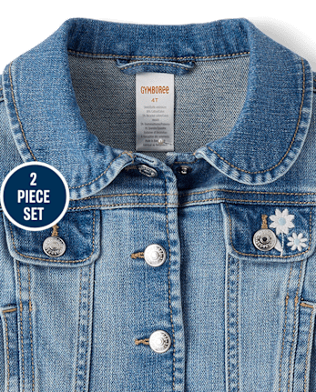 Girls Embroidered Floral 2-Piece Outfit Set - Driftwood Bay