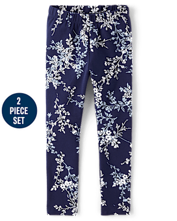 Girls Floral Applique 2-Piece Outfit Set - Driftwood Bay