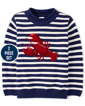 Girls Embroidered Lobster 2-Piece Outfit Set - Driftwood Bay