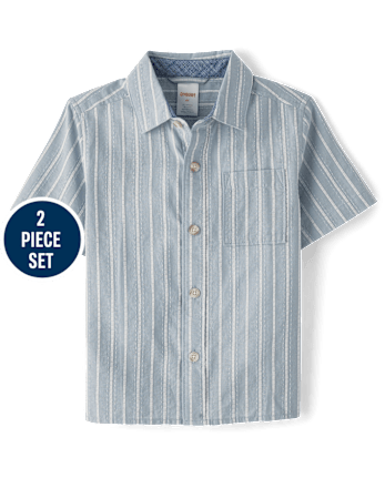 Boys Striped Linen-Blend 2-Piece Outfit Set - Linen Edit