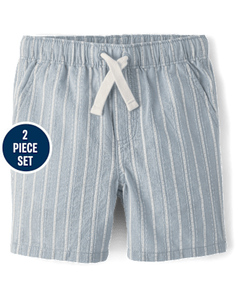 Boys Striped Linen-Blend 2-Piece Outfit Set - Linen Edit