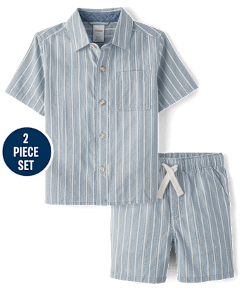 Boys Striped Linen-Blend 2-Piece Outfit Set - Linen Edit
