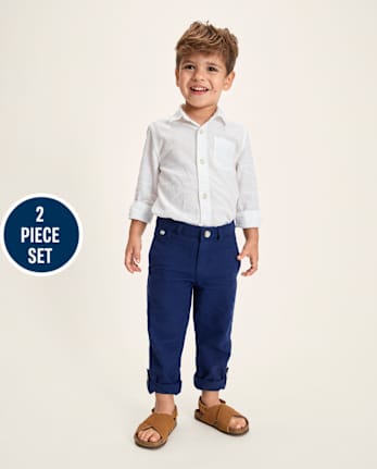 Boys Linen-Blend 2-Piece Outfit Set - Linen Edit