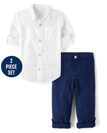 Boys Linen-Blend 2-Piece Outfit Set - Linen Edit