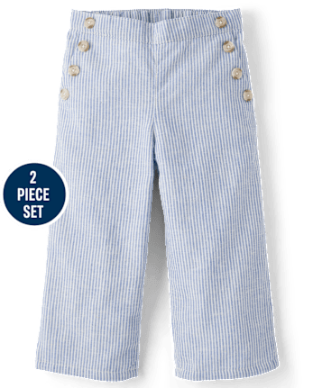 Girls Button Linen-Blend 2-Piece Outfit Set - Linen Edit
