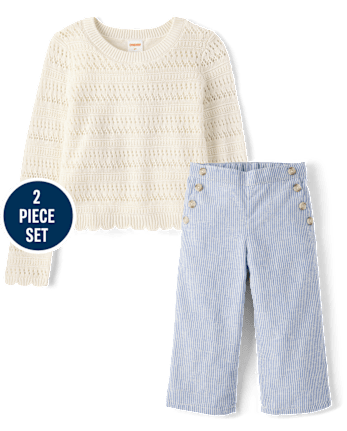 Girls Button Linen-Blend 2-Piece Outfit Set - Linen Edit