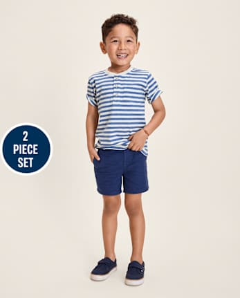 Boys Striped Linen-Blend 2-Piece Outfit Set - Linen Edit