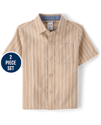 Boys Striped Linen-Blend 2-Piece Outfit Set - Linen Edit