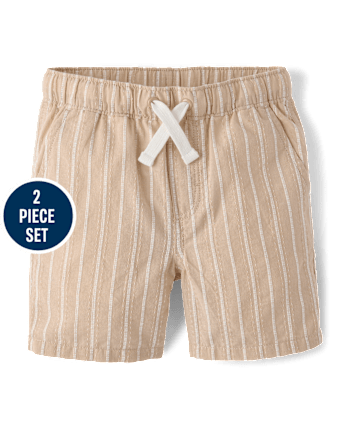 Boys Striped Linen-Blend 2-Piece Outfit Set - Linen Edit