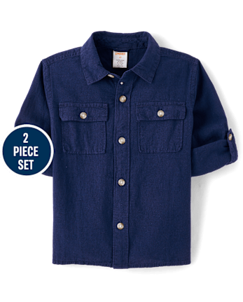 Boys Linen-Blend 2-Piece Outfit Set - Linen Edit