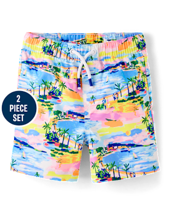 Boys Vacation Postcard 2-Piece Swim Set - Swim Shop