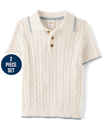 Boys Cable Knit 2-Piece Outfit Set - Enchanted Garden