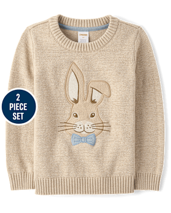 Boys Applique Bunny 2-Piece Outfit Set - Enchanted Garden