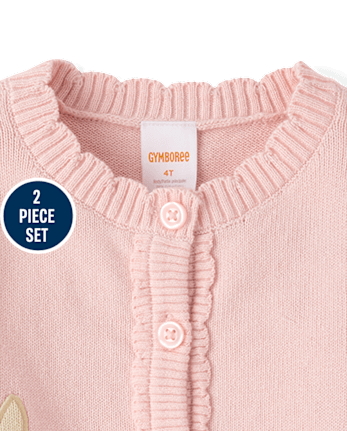 Girls Applique Bunny 2-Piece Outfit Set - Enchanted Garden