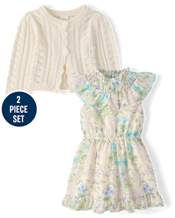 Girls Floral Clip Dot 2-Piece Outfit Set - Enchanted Garden