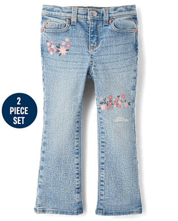 Girls Embroidered Bouquet 2-Piece Outfit Set - Enchanted Garden