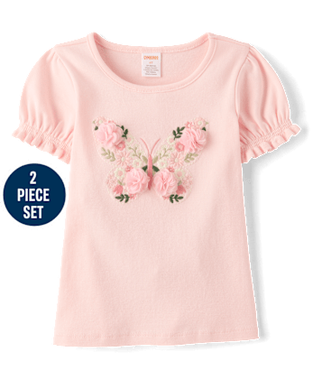 Girls Embroidered Floral 2-Piece Outfit Set - Enchanted Garden
