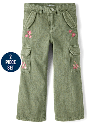 Girls Embroidered Floral 2-Piece Outfit Set - Enchanted Garden