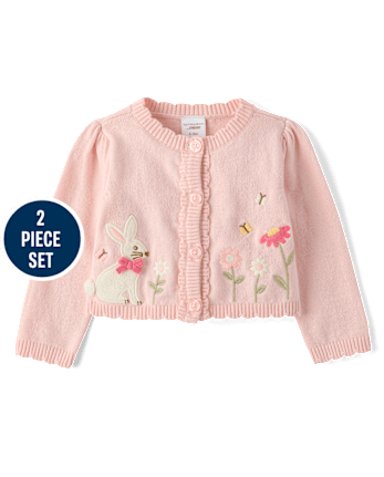 Baby Girls Applique Bunny 2-Piece Outfit Set - Enchanted Garden