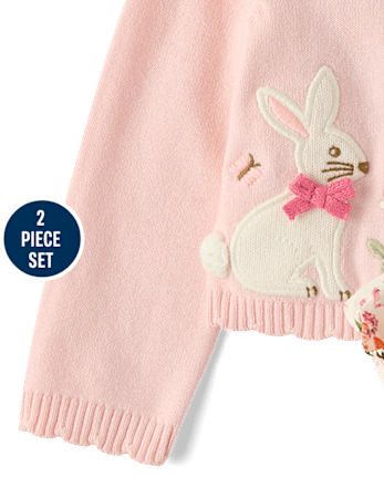 Baby Girls Applique Bunny 2-Piece Outfit Set - Enchanted Garden