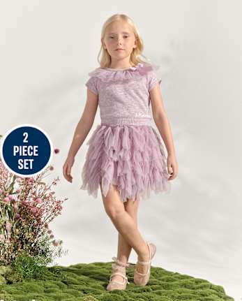 Girls Bow Tulle Tiered 2-Piece Outfit Set - Marchesa Mini x Gymboree
