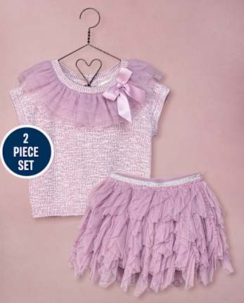 Girls Bow Tulle Tiered 2-Piece Outfit Set - Marchesa Mini x Gymboree