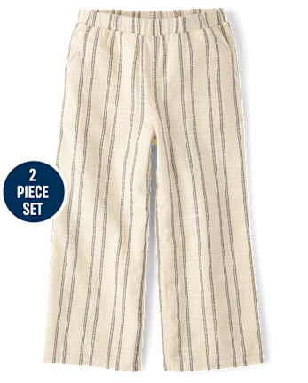 Girls Striped Textured 2-Piece Outfit Set - Driftwood Bay