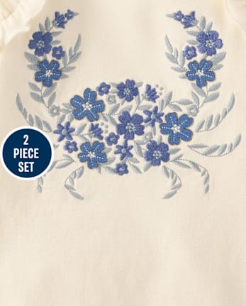 Girls Applique Floral 2-Piece Outfit Set - Driftwood Bay