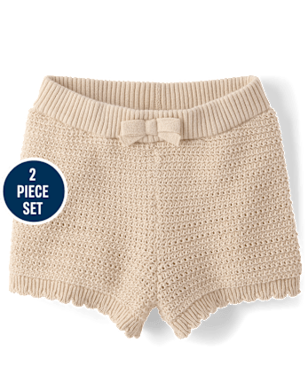 Girls Crochet Floral 2-Piece Outfit Set - Driftwood Bay