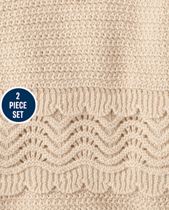 Girls Crochet Floral 2-Piece Outfit Set - Driftwood Bay