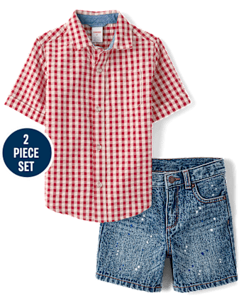 Boys Gingham 2-Piece Outfit Set - Nantucket Charm