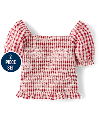 Girls Gingham Seersucker 2-Piece Outfit Set - Nantucket Charm