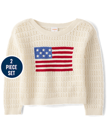Girls Crochet Flag 2-Piece Outfit Set - Nantucket Charm