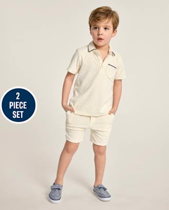 Boys Contrast Terry 2-Piece Outfit Set - Nantucket Charm