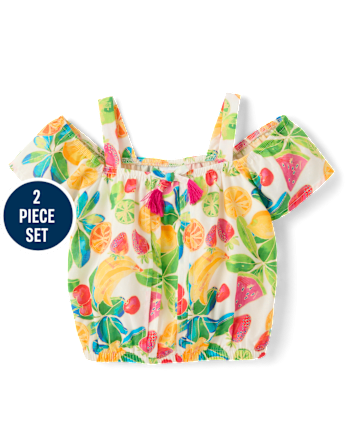Girls Fruit Tassel 2-Piece Outfit Set - Amalfi Coast