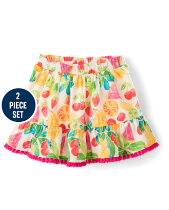 Girls Fruit Tassel 2-Piece Outfit Set - Amalfi Coast