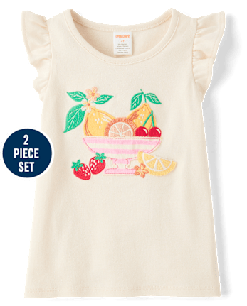 Girls Embroidered Fruit Bowl 2-Piece Outfit Set - Amalfi Coast